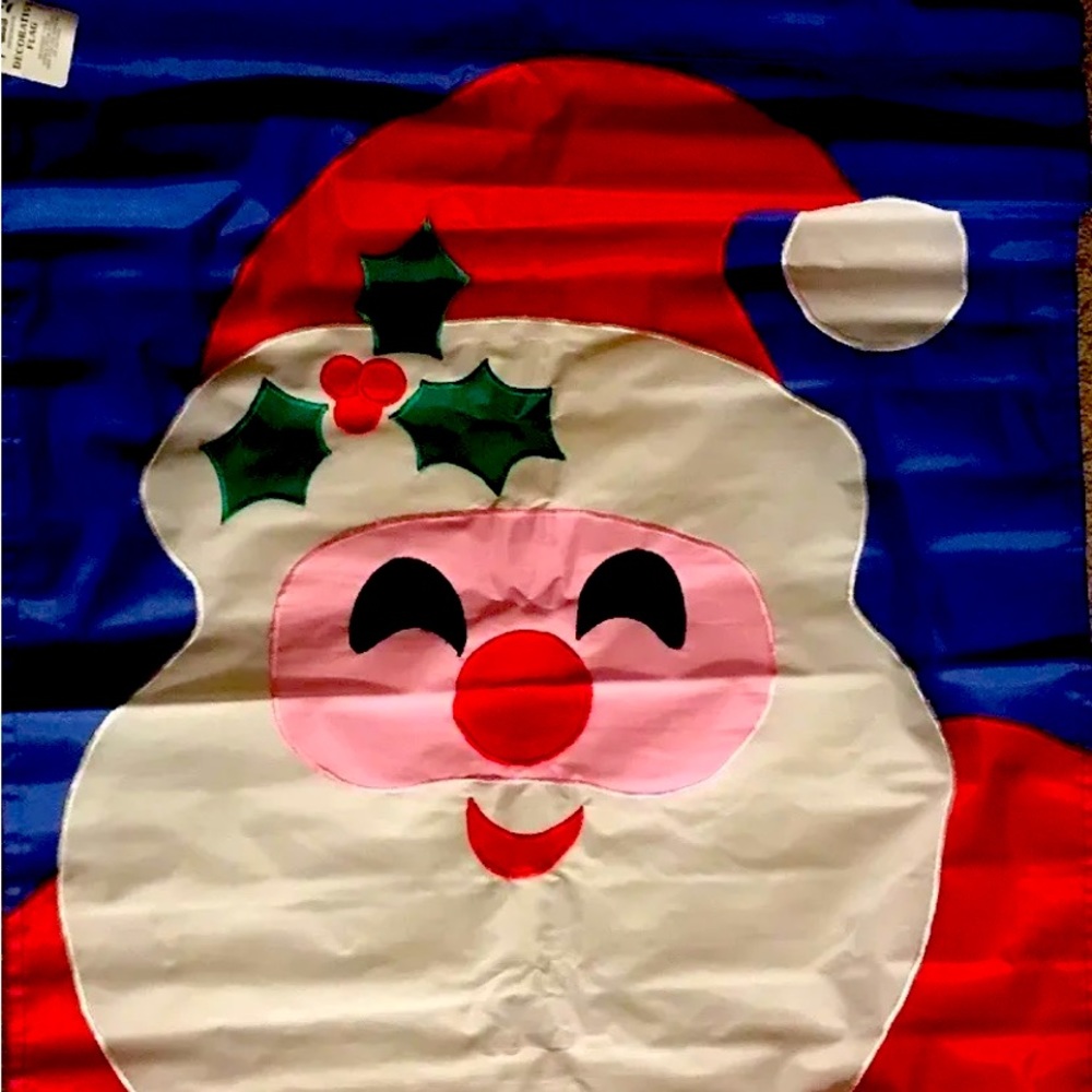 SANTA CLAUSE APPLIQUED FLAG BANNER HEAVY NYLON 28" X 40" NEW